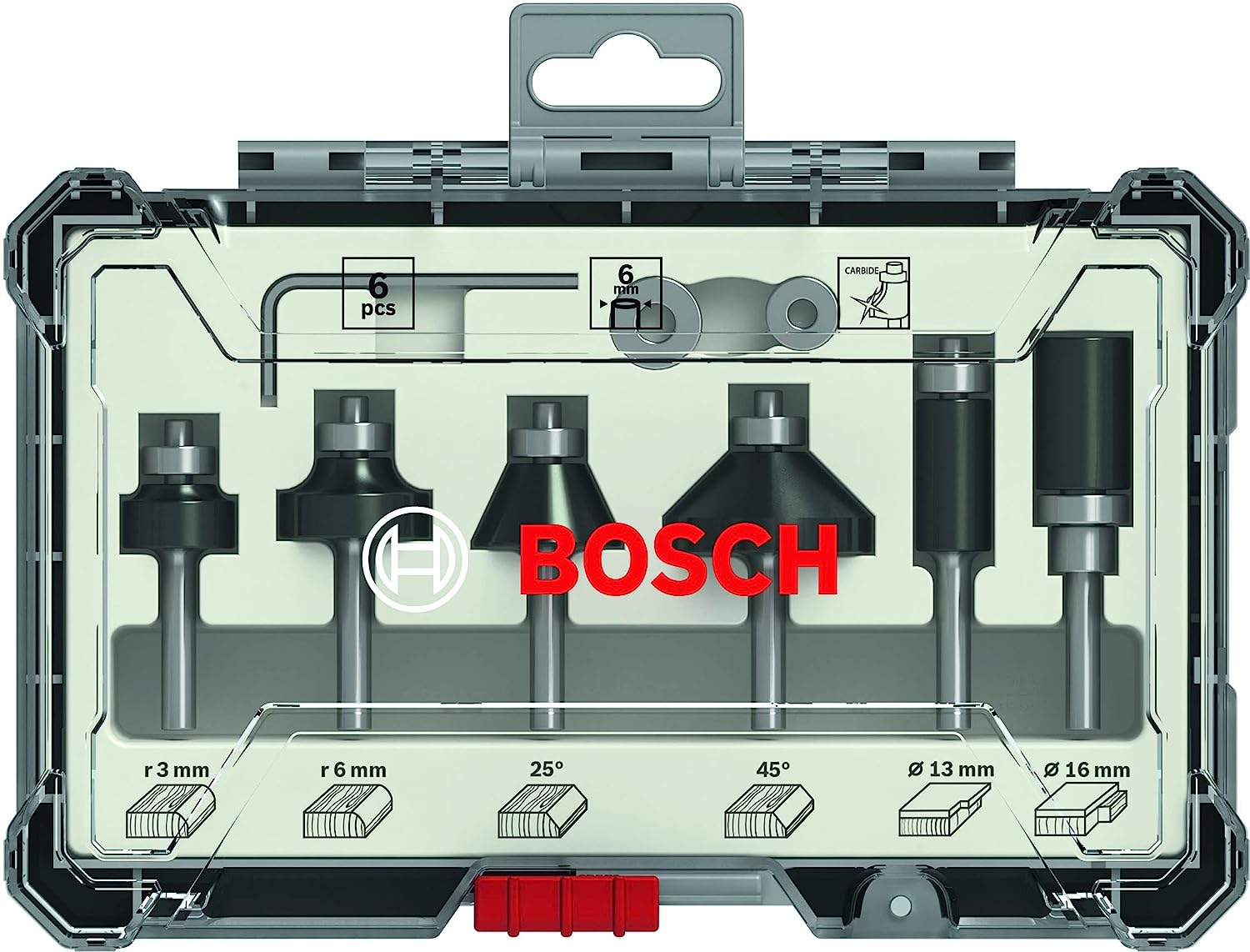 Bosch Professional 2607017468 6 Pcs Trim & Edging Router Bit Set With 6 mm Shank