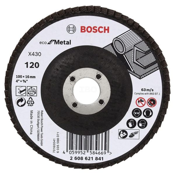 Bosch Professional Flap Disc 4" / 100mm, X430-120 Grit, 10pcs (2608621841)