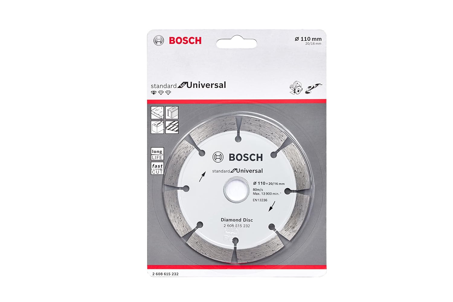 Bosch (2608615232) 110mm Diamond Cutting Disc 10mm Segment Pack of 2