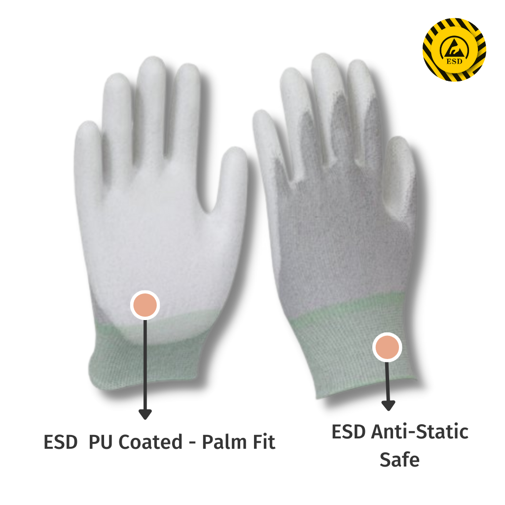 Shop ESD Palm Fit PU Coated Gloves Online at Best Price in India. These Gloves can be used as ESD or Anti-Static Gloves in Labs and manufacturing industries