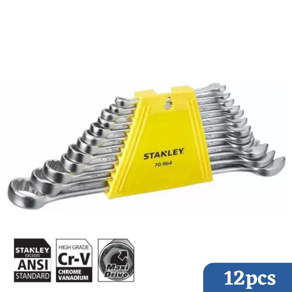 Stanley 12 Pieces CRV Steel Combination Spanner Set, 70-964E